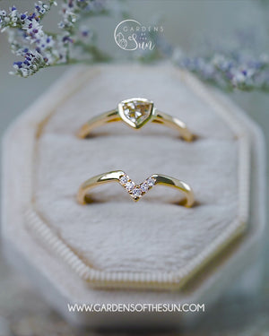 Shield Diamond Ring Set in Ethical Gold