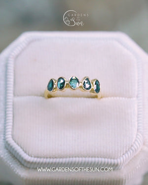 Rose Cut Blue Diamond Ring in Yellow Gold