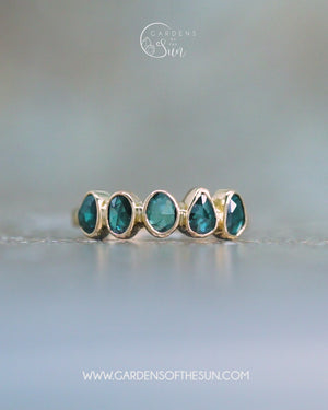 Rose Cut Blue Diamond Ring in Yellow Gold