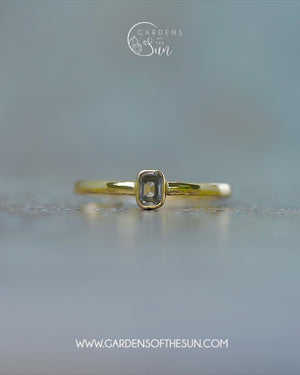 Baguette Green Diamond Ring in Ethical Gold