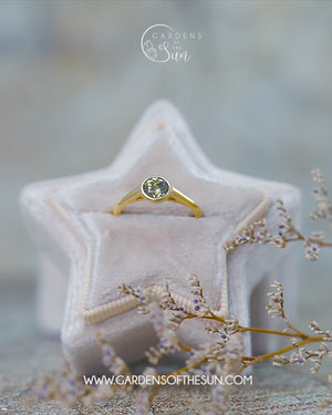 Mint Green Sapphire Ring in Gold - Size 4.5