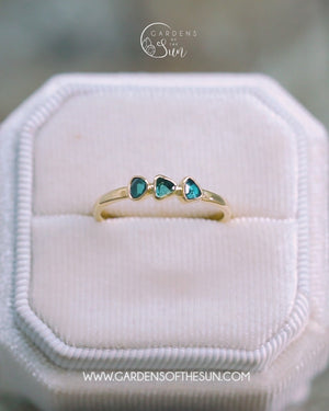 Three Diamond Slice Ring in Gold