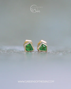 Tsavorite Garnet Earrings in Yellow Gold