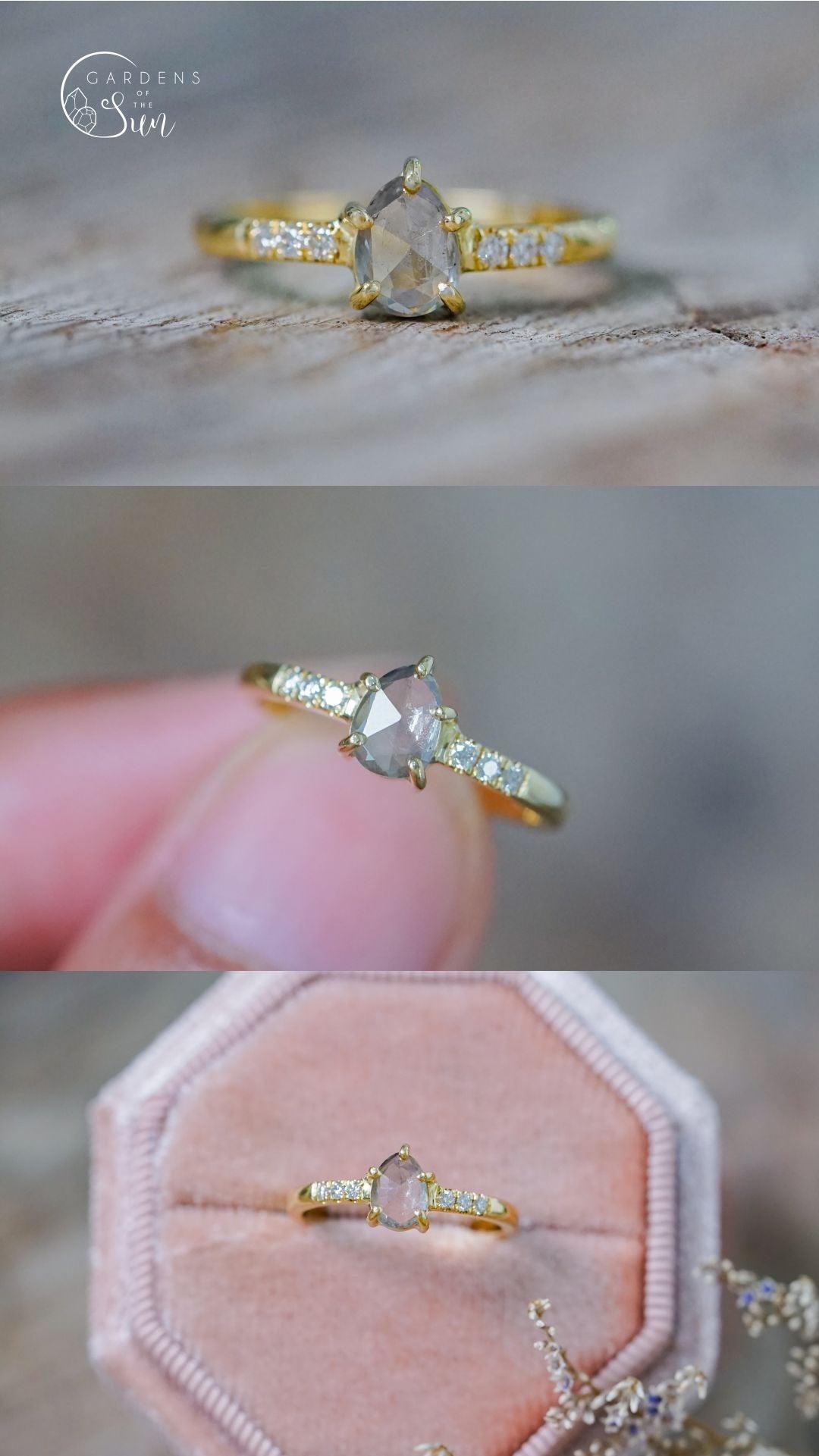 Custom Rose Cut Montana Sapphire Ring in Gold - Gardens of the Sun | Ethical Jewelry