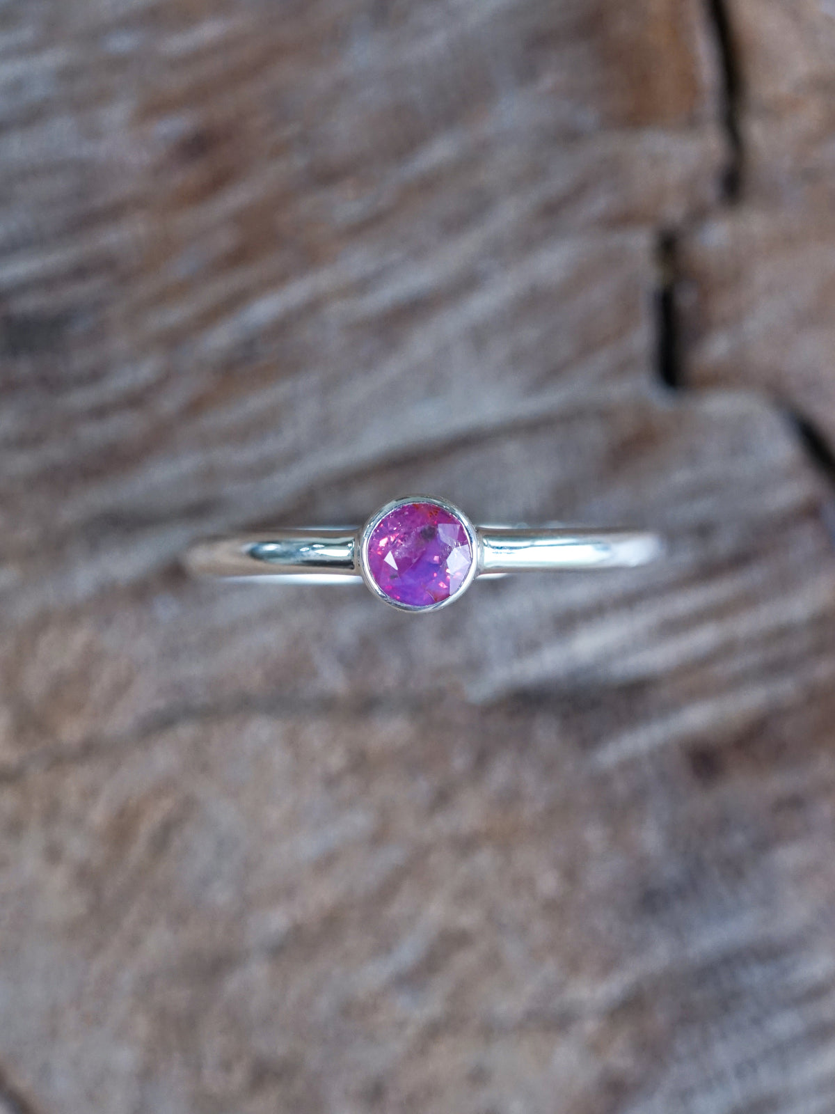 Round Pink Sapphire Ring - size 7.5
