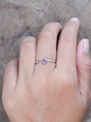 Round Pink Sapphire Ring - size 7.5