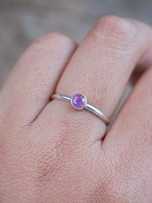Round Pink Sapphire Ring - size 7.5