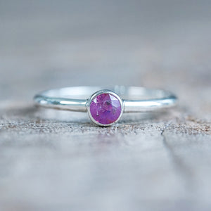 Round Pink Sapphire Ring - size 7.5
