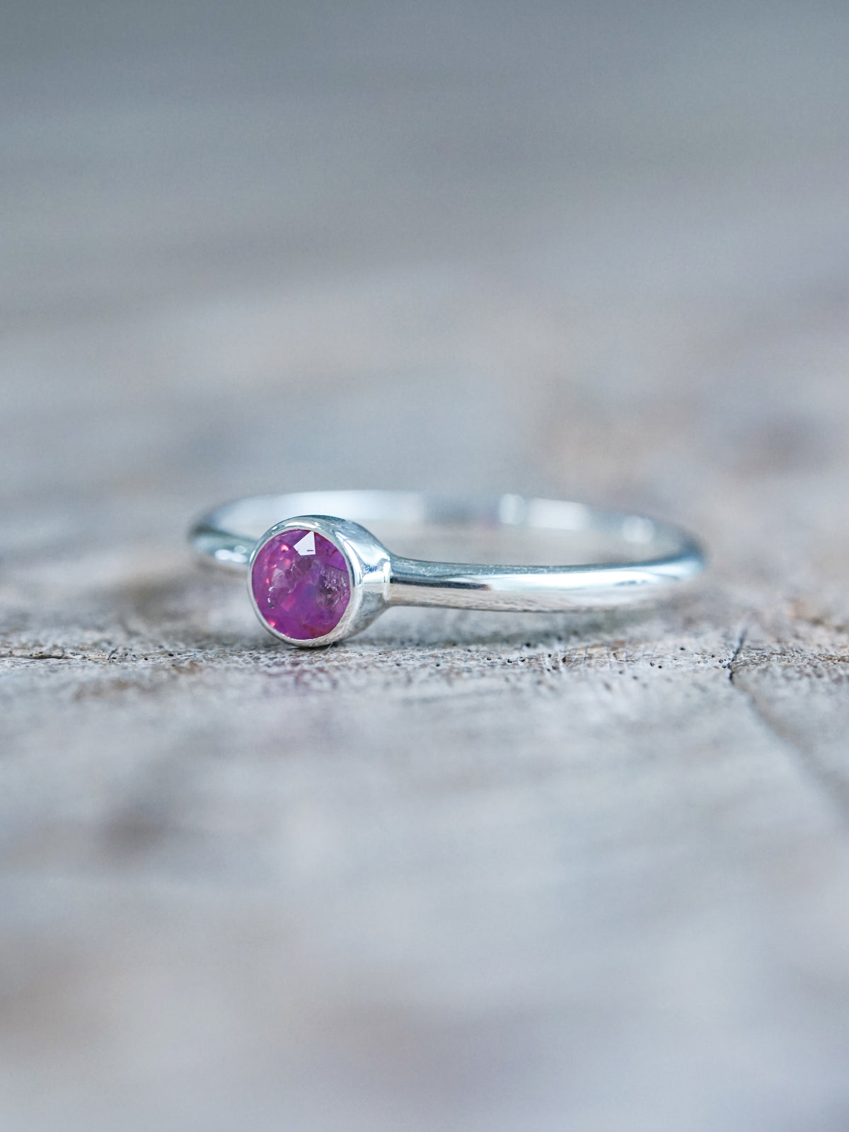 Round Pink Sapphire Ring - size 7.5