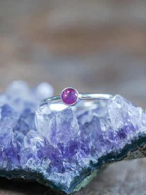 Round Pink Sapphire Ring - size 7.5