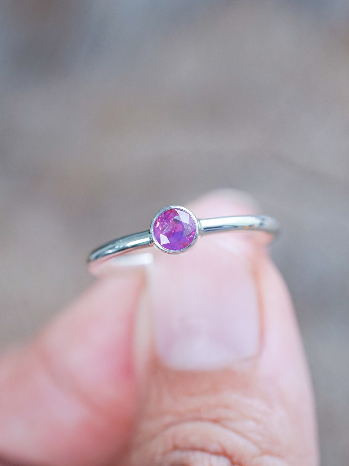 Round Pink Sapphire Ring - size 7.5