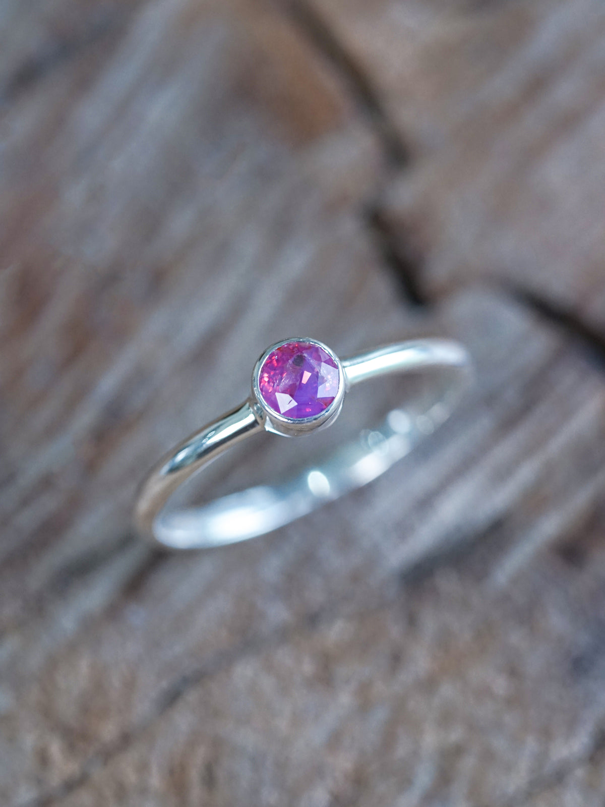 Round Pink Sapphire Ring - size 7.5