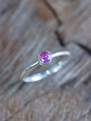 Round Pink Sapphire Ring - size 7.5
