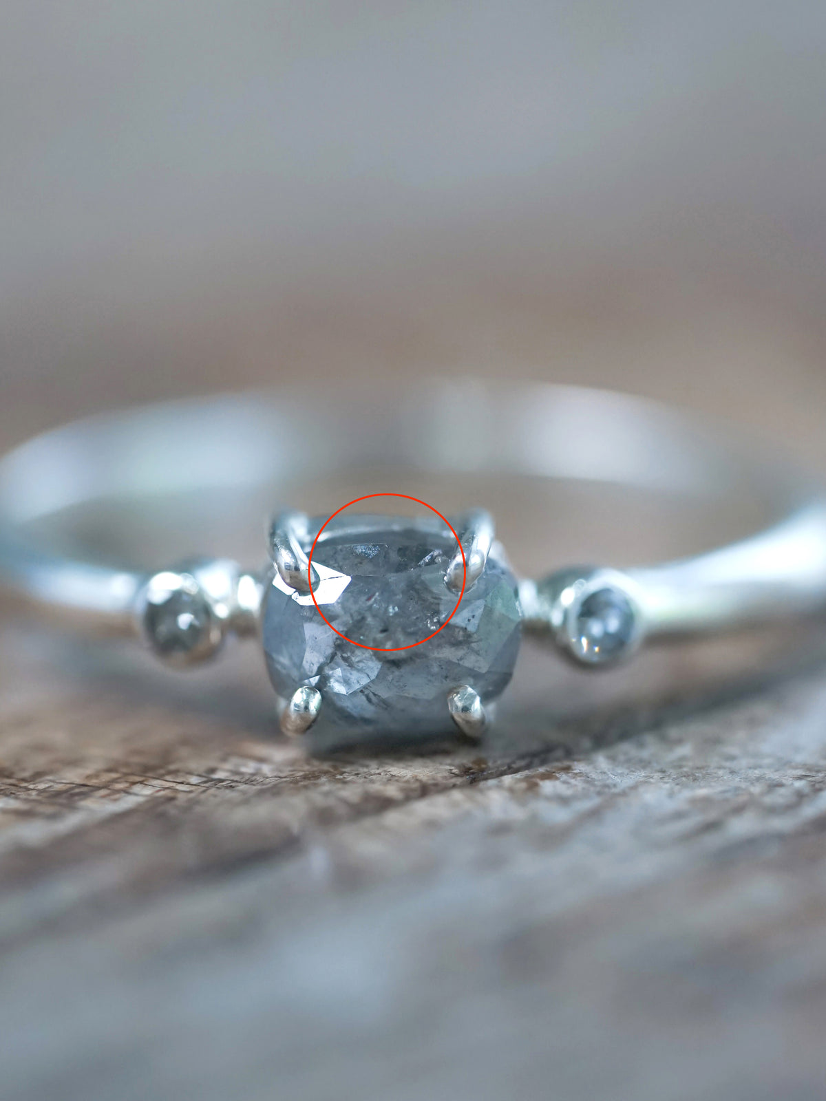 Salt and Pepper Diamond Ring in Silver - Gardens of the Sun | Ethical Jewelry