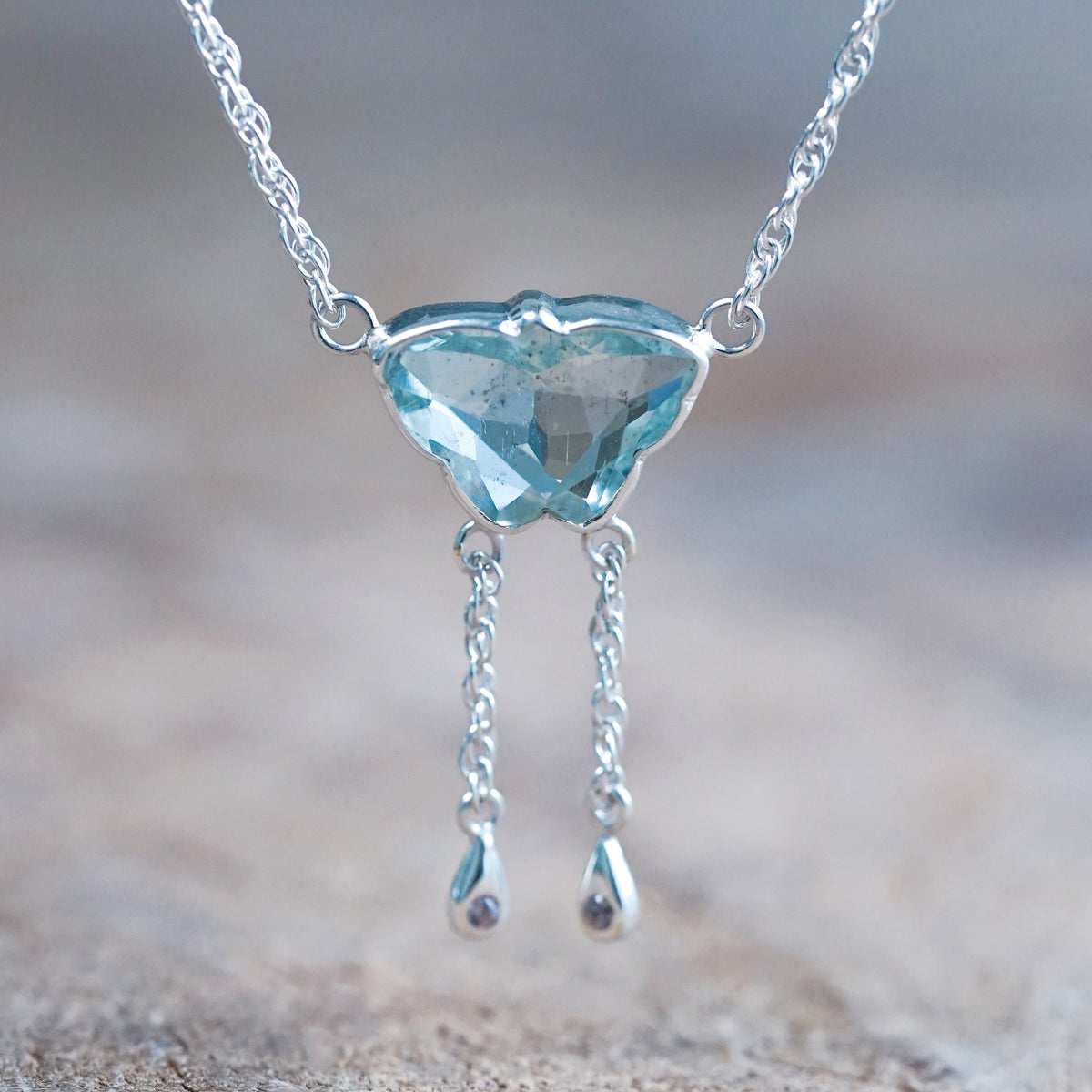 Aquamarine Butterfly Necklace