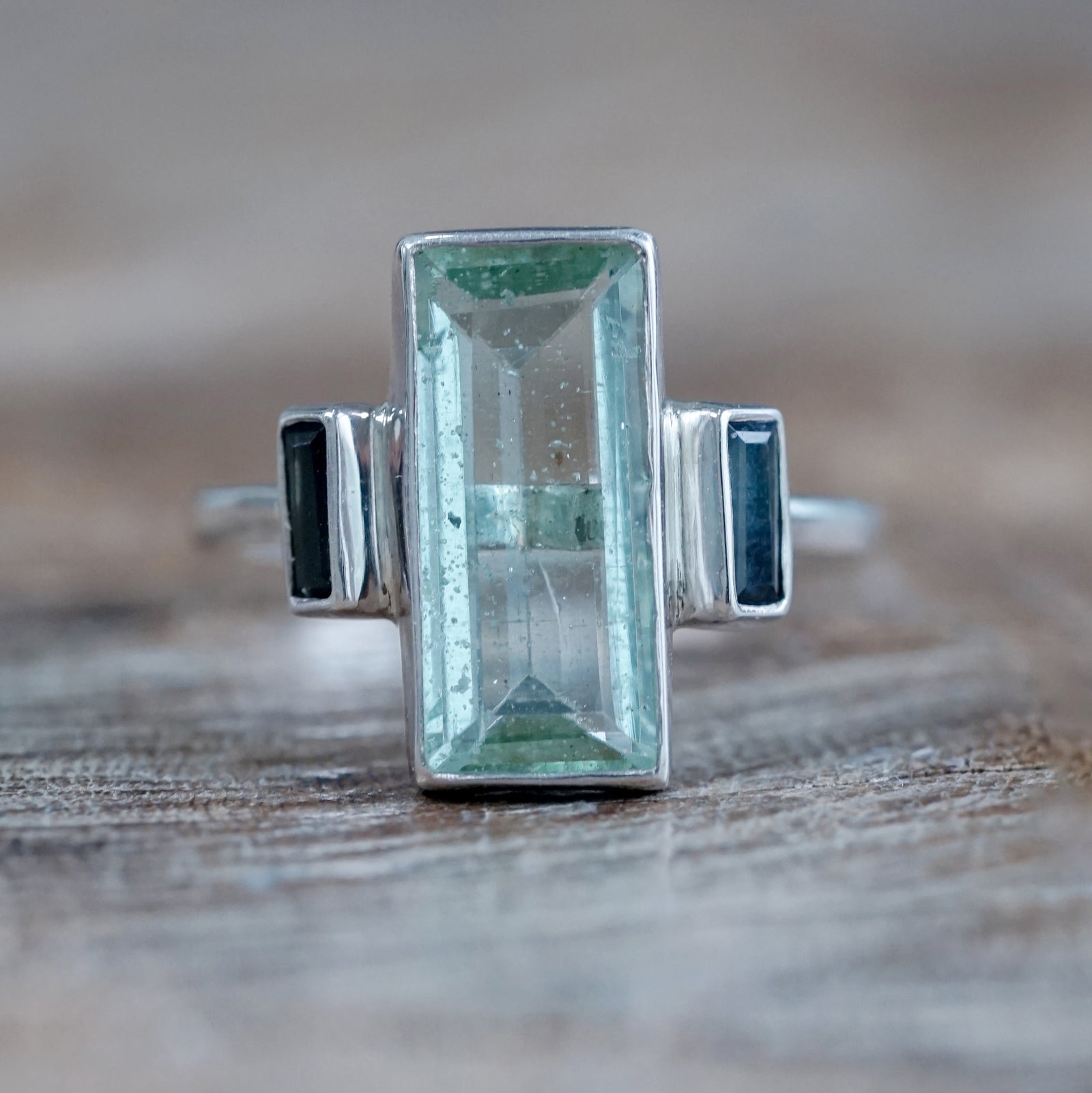 Aquamarine and Tourmaline Ring
