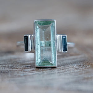 Aquamarine and Tourmaline Ring