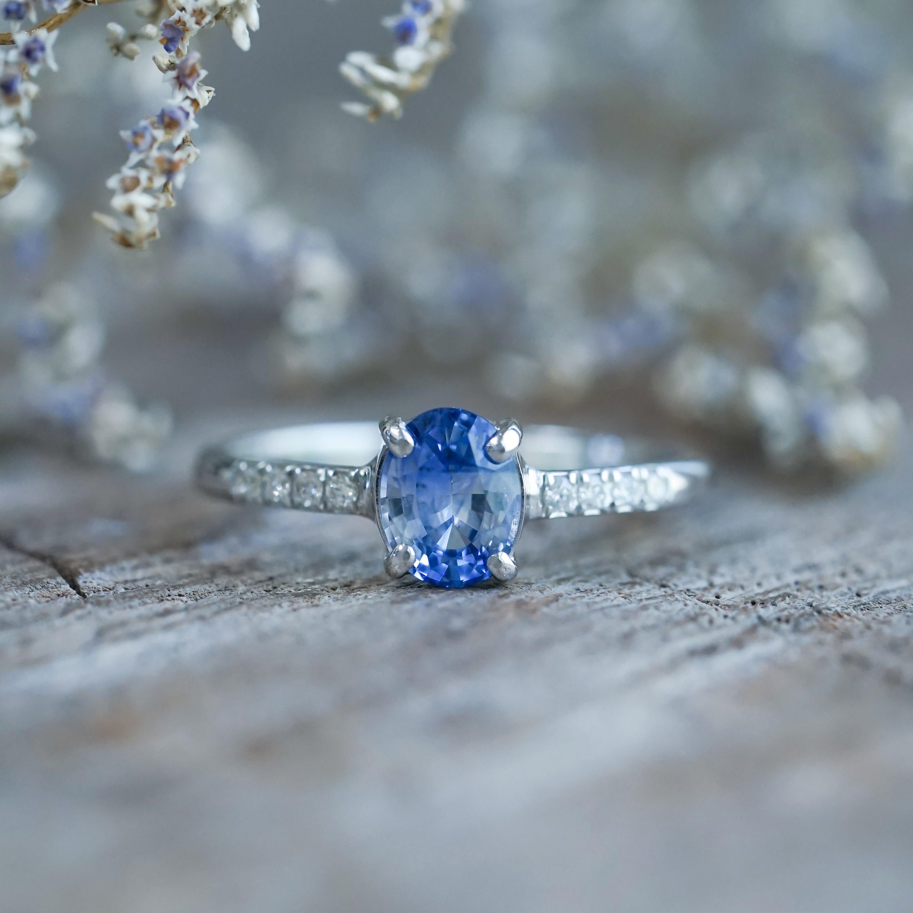 Shop 3mm Blue Sapphire G-H Diamond Ring in 14k Gold | Chordia Jewels