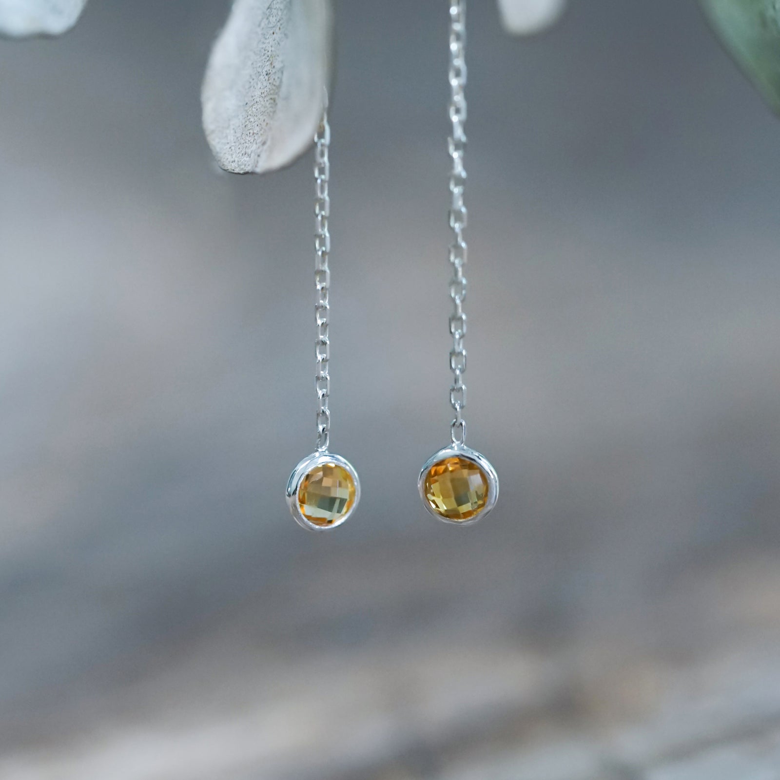 Citrine Ear Threaders - Gardens of the Sun | Ethical Jewelry