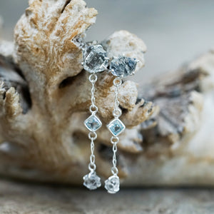 Herkimer Diamond and Blue Topaz Earrings