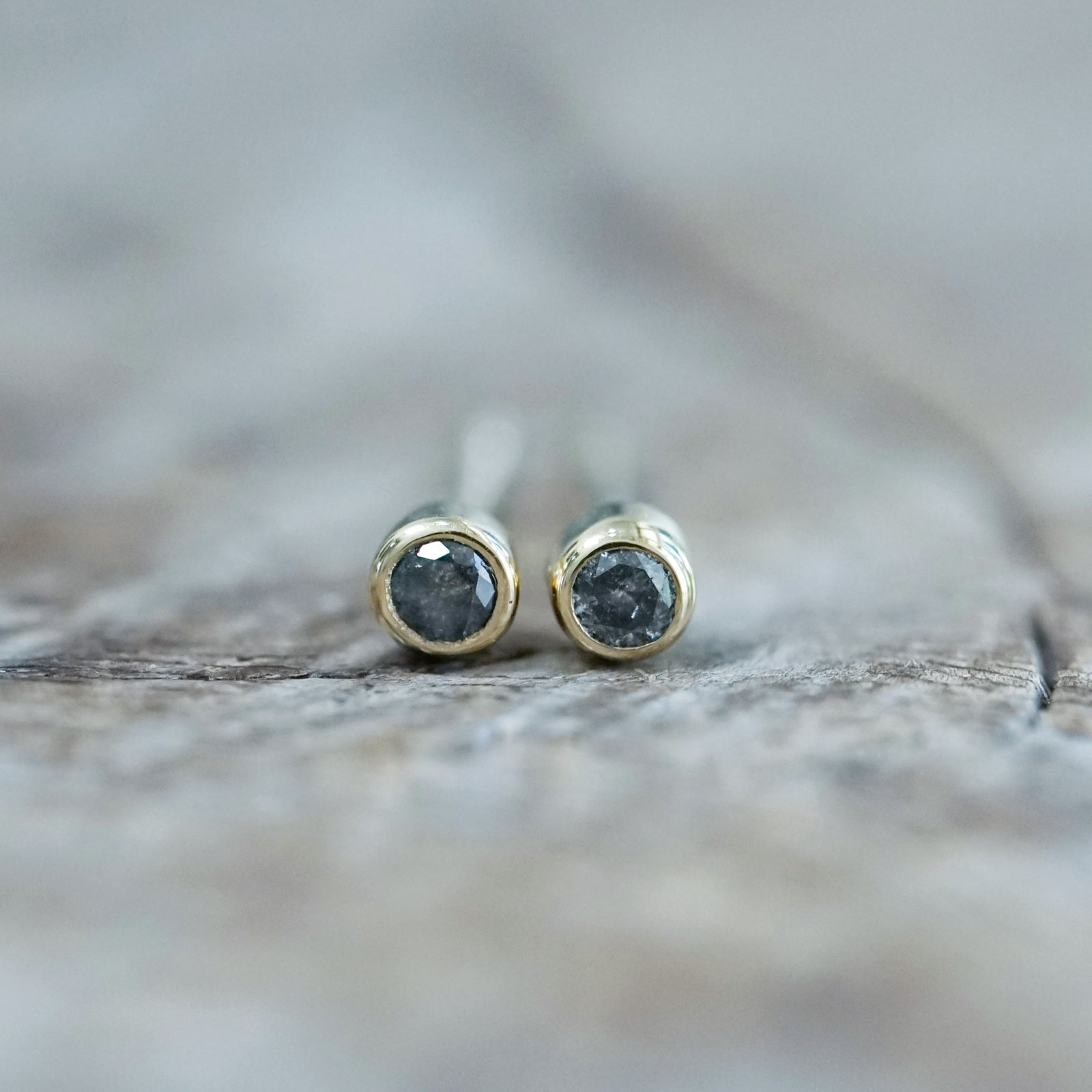 Salt and Pepper Diamond Earrings in Gold - Gardens of the Sun | Ethical Jewelry