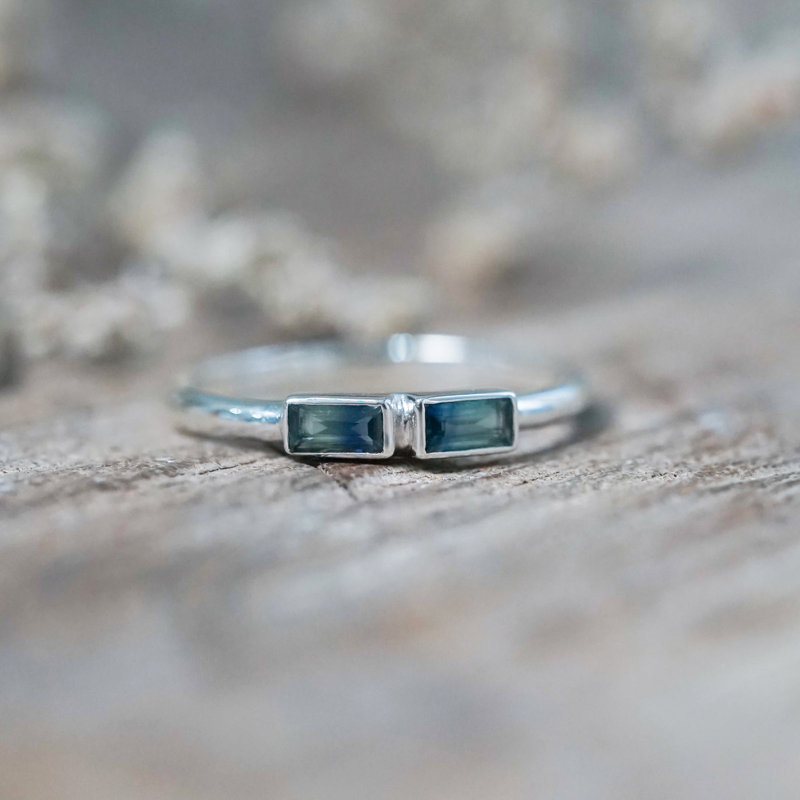 Double Bicolor Sapphire Ring - size 5