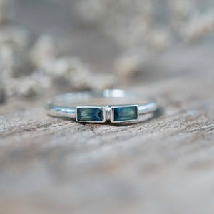 Double Bicolor Sapphire Ring - size 5