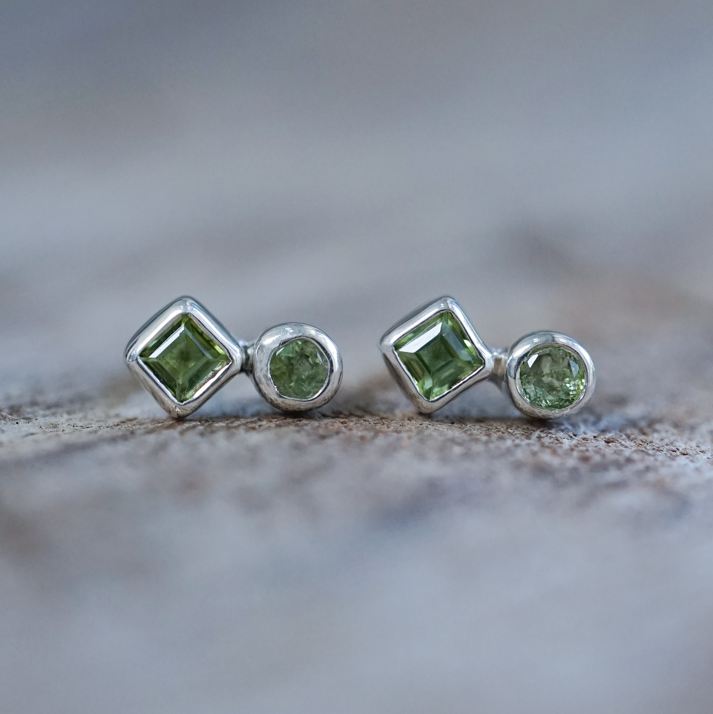 Double Green Tourmaline Earrings Gardens of the Sun Ethical
