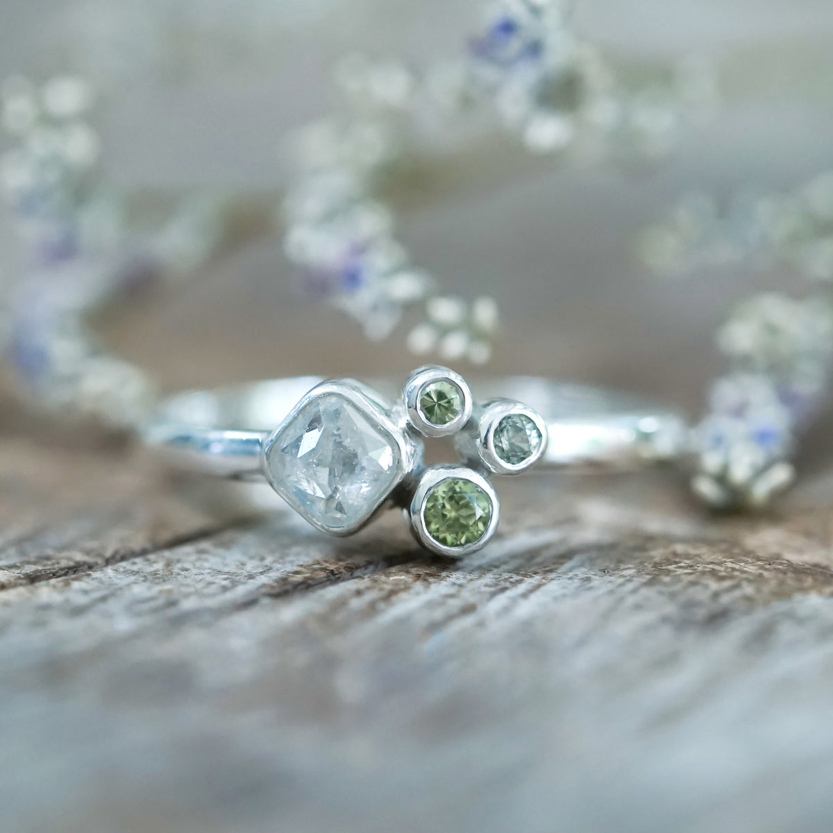 Diamond and Peridot Ring - Gardens of the Sun | Ethical Jewelry