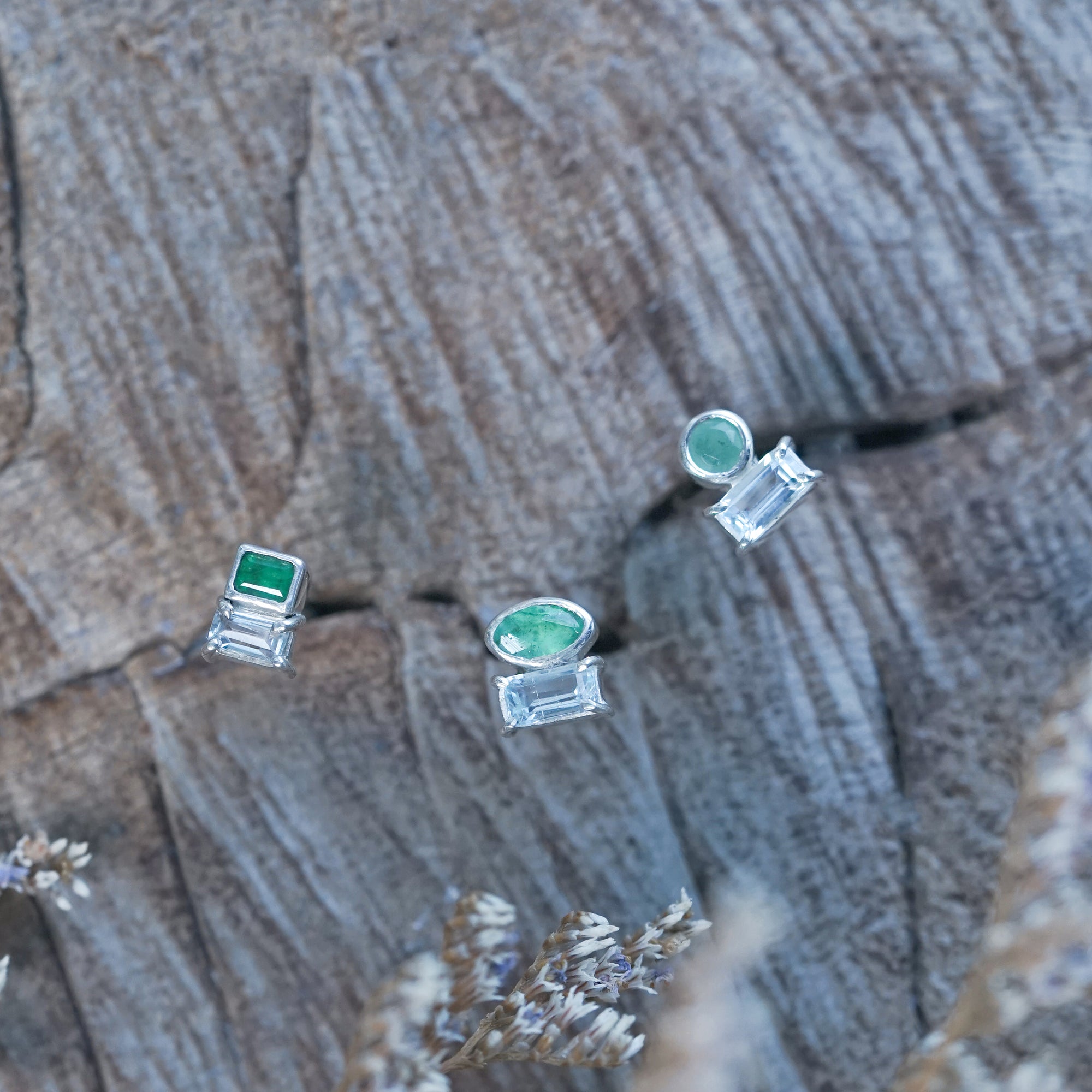 Emerald and Aquamarine Earrings - Gardens of the Sun | Ethical Jewelry
