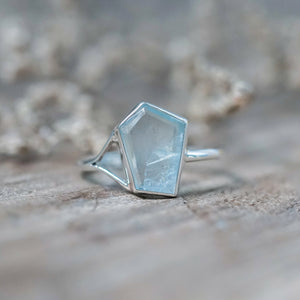 Geo Cut Aquamarine Ring - size 9