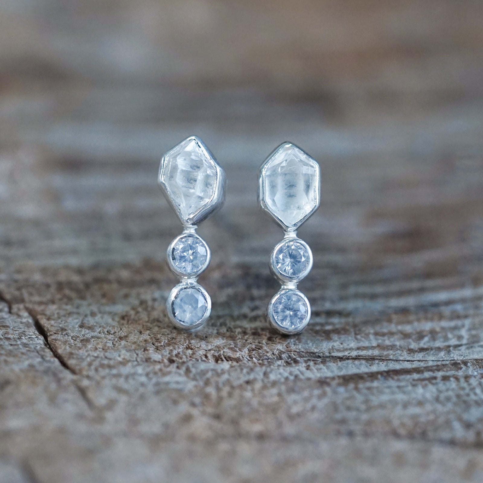 Herkimer Diamond and Zircon Earrings