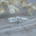 Hexagon Gray Diamond Ring in Silver - Gardens of the Sun | Ethical Jewelry