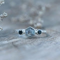 Hexagon Gray Diamond and Spinel Ring - Gardens of the Sun | Ethical Jewelry