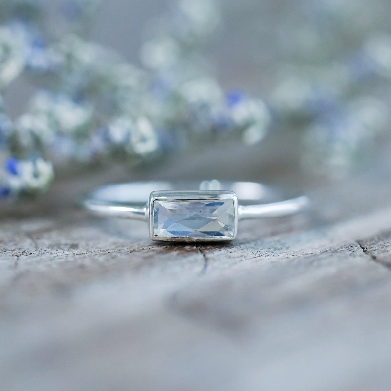 Horizontal Baguette Moonstone Ring - Gardens of the Sun | Ethical Jewelry