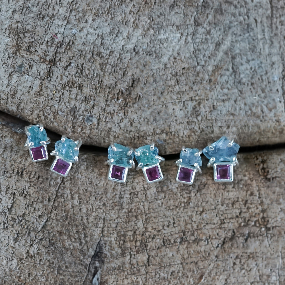 Kornerupine and Ruby Earrings - Gardens of the Sun | Ethical Jewelry