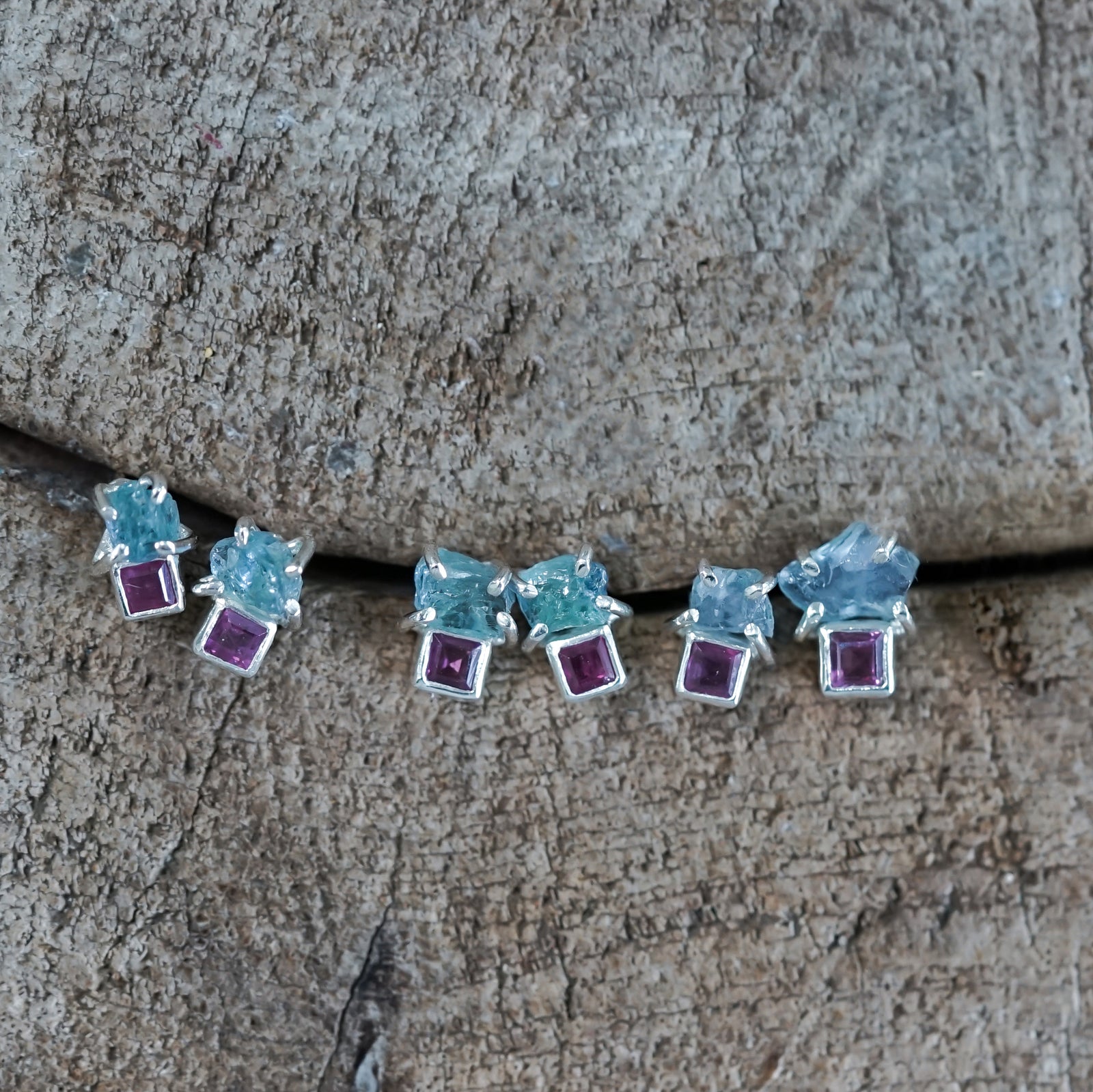 Kornerupine and Ruby Earrings - Gardens of the Sun | Ethical Jewelry