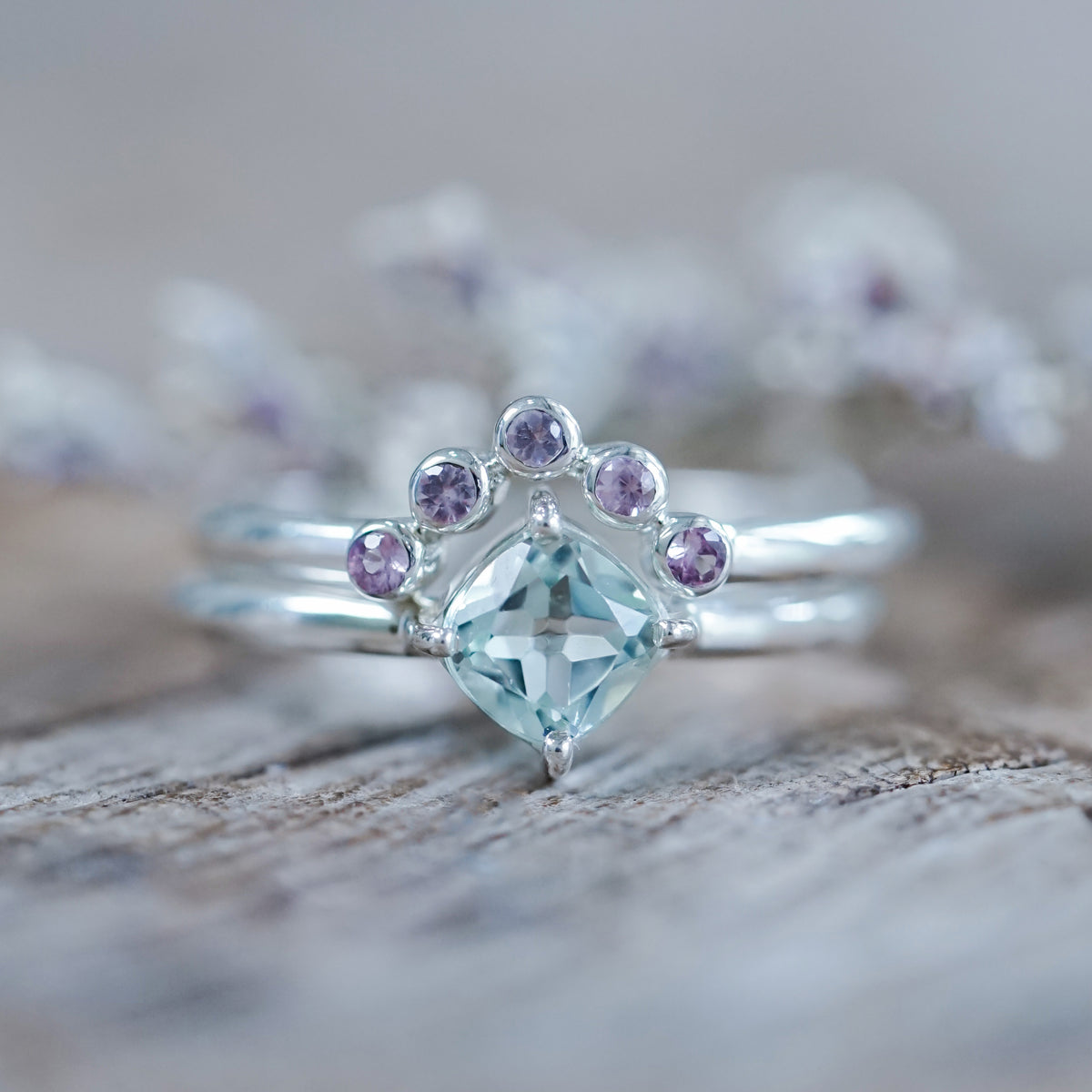 Topaz and Pink Sapphire Ring Set - Gardens of the Sun | Ethical Jewelry