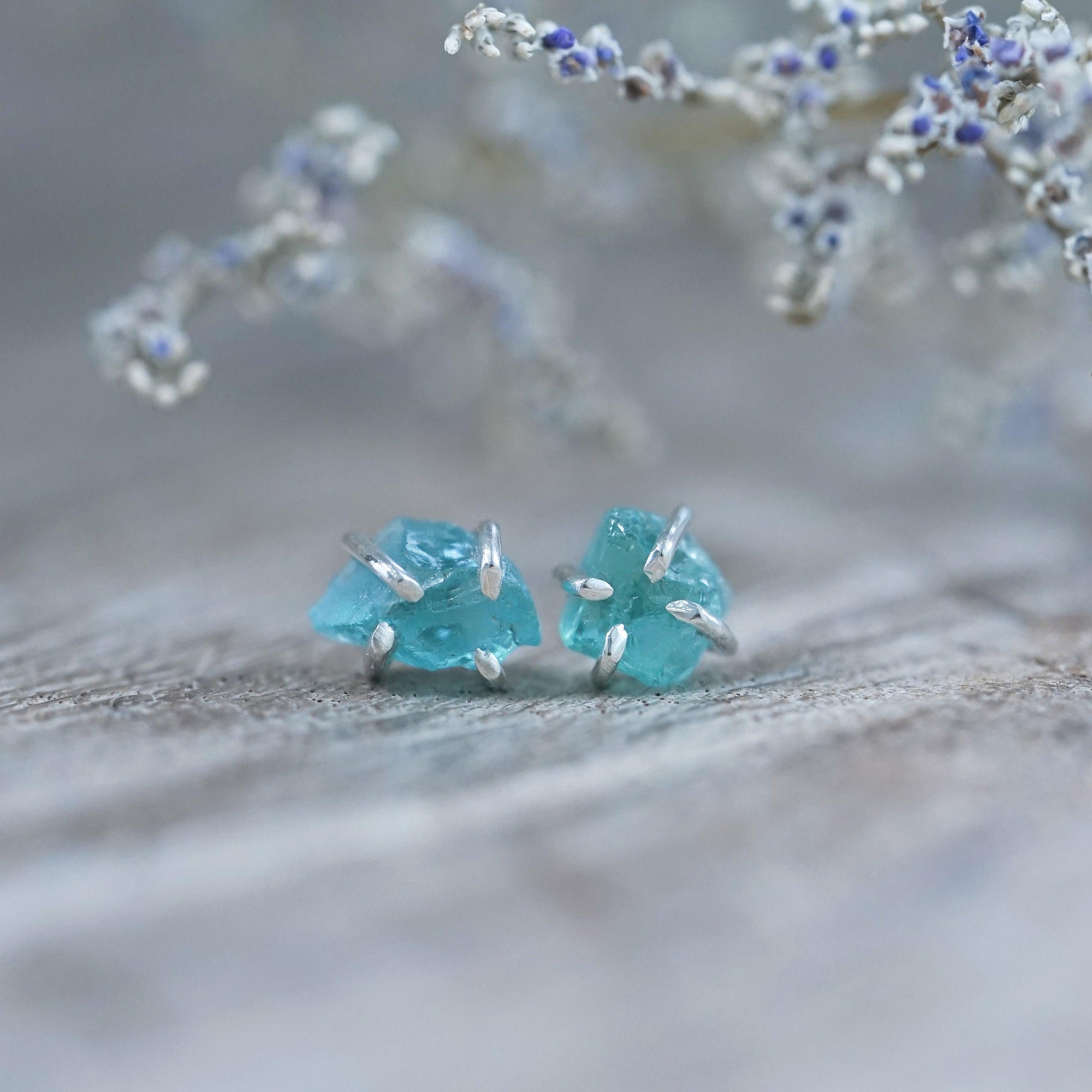 Mesa Grande Rough Apatite Earrings - Gardens of the Sun | Ethical Jewelry