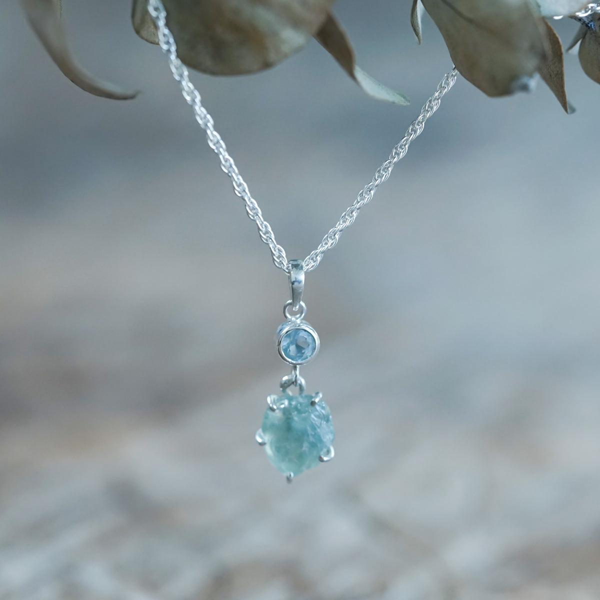 Montana Sapphire and Aquamarine Necklace - Gardens of the Sun | Ethical Jewelry
