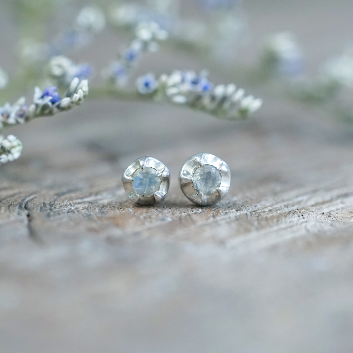 Moonstone Flower Earrings