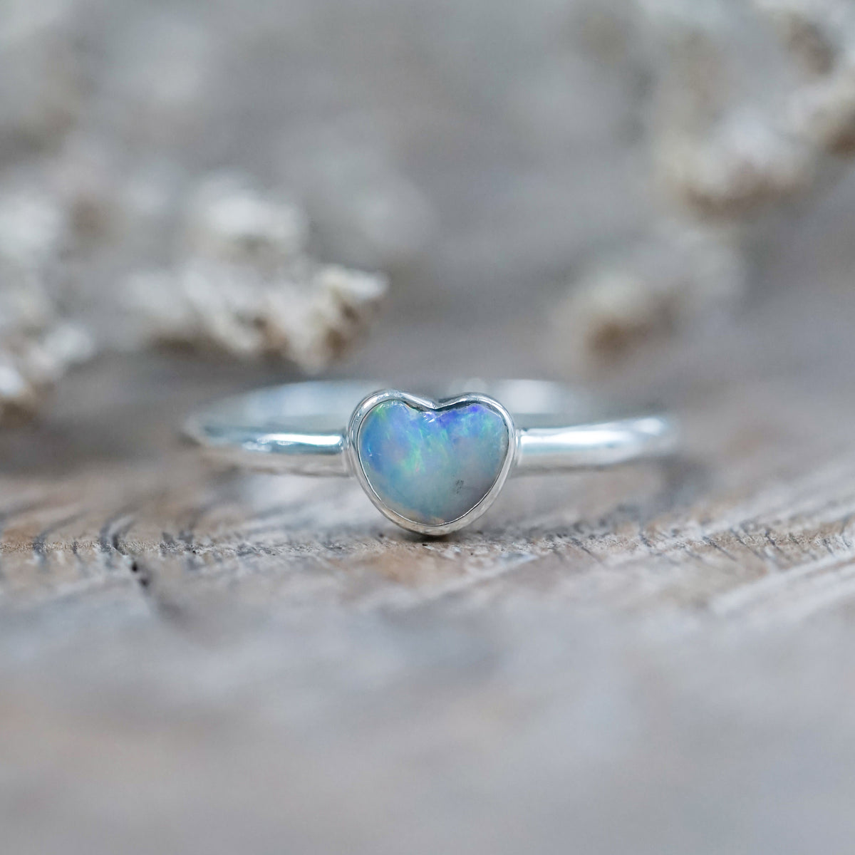 Opal Heart Ring - size 4.5