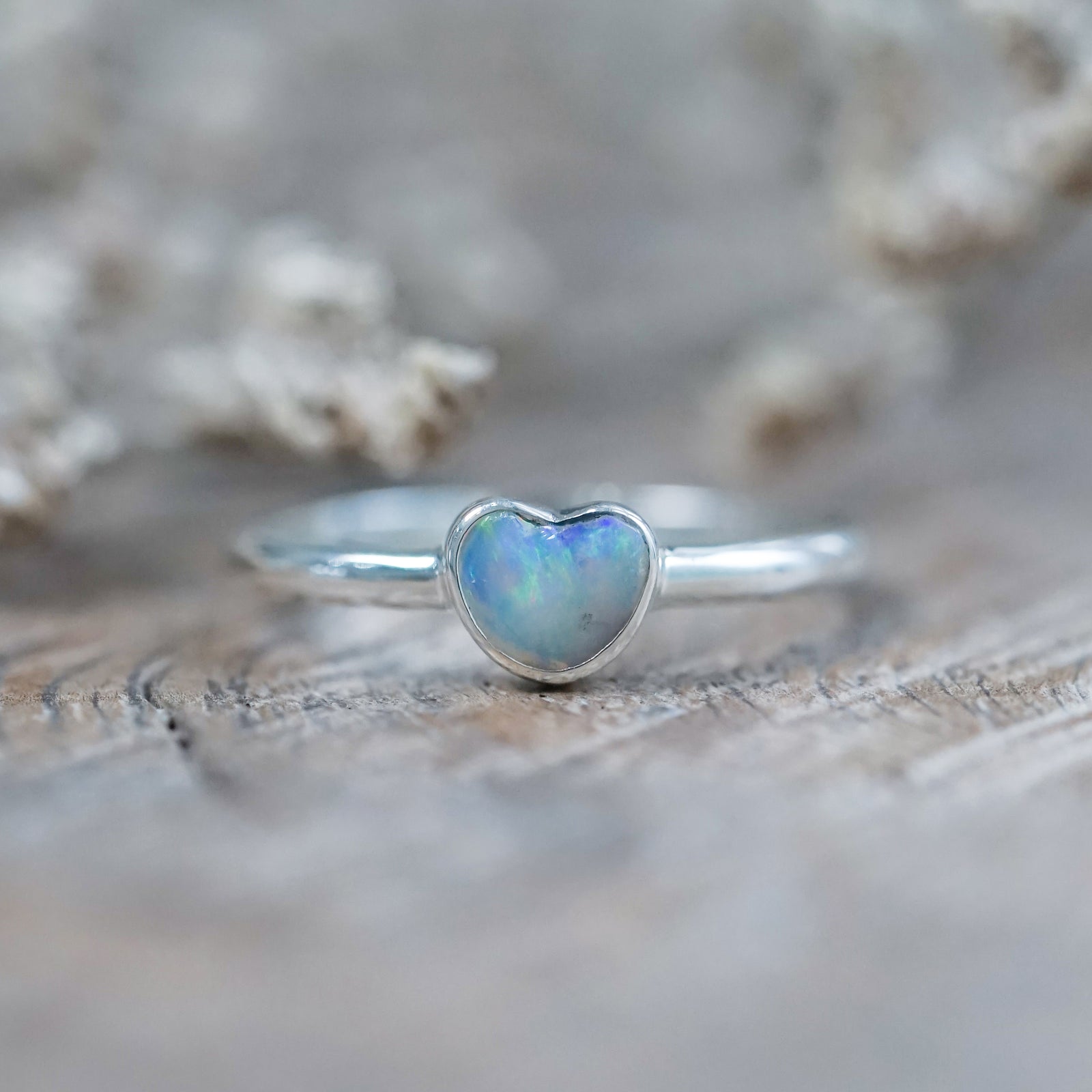 Opal Heart Ring - size 4.5