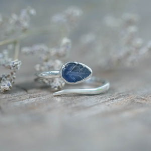 Open Sapphire Leaf Ring