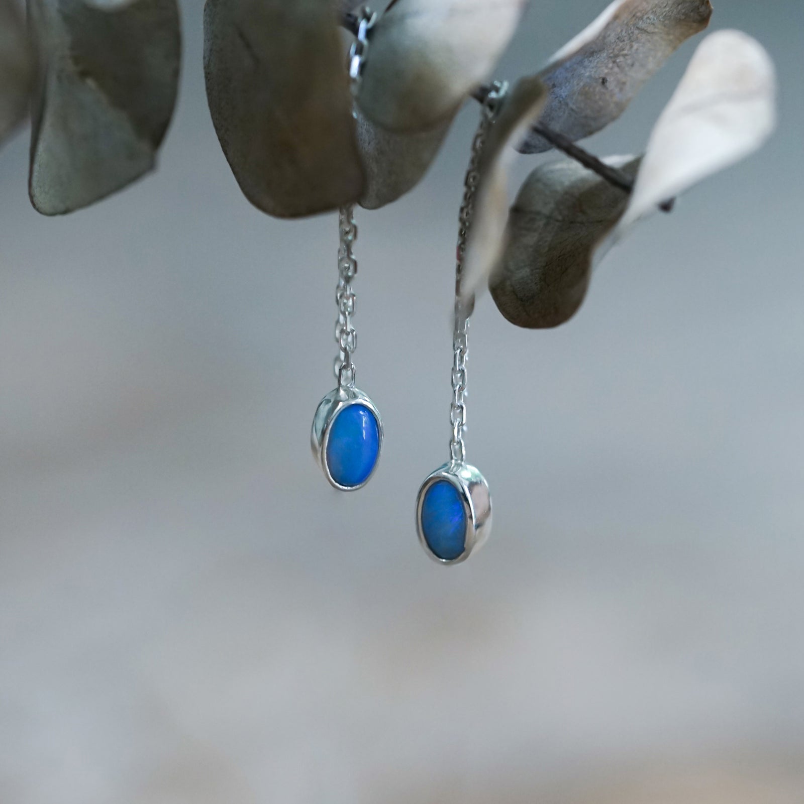 Oval Opal Ear Threaders - Gardens of the Sun | Ethical Jewelry