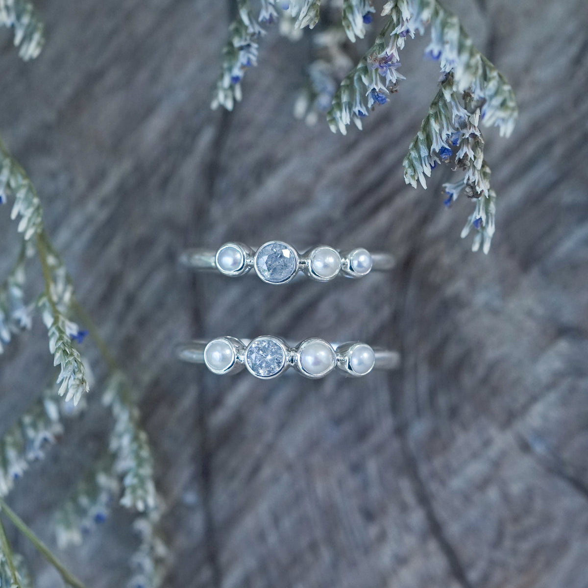 Pearl and Diamond Ring in Silver - Gardens of the Sun | Ethical Jewelry