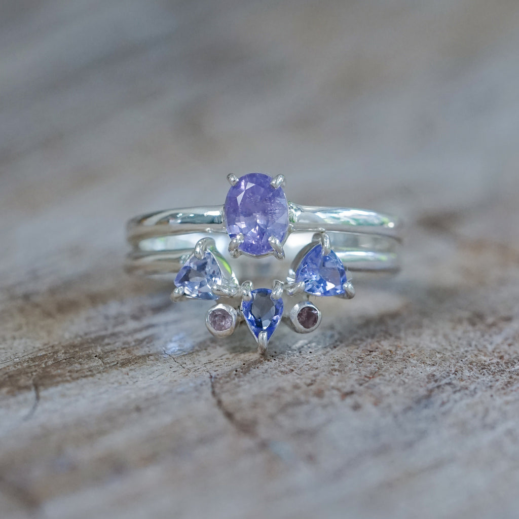 Purple Sapphire Ring Set - Gardens of the Sun | Ethical Jewelry