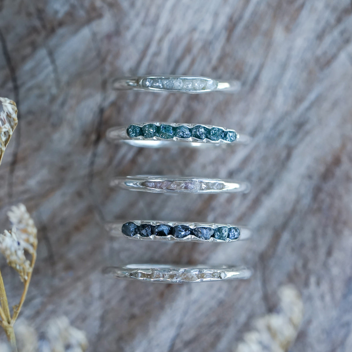 Raw Diamond Ring with Hidden Gems in Silver | Gardens of the Sun - Ethical Jewelry