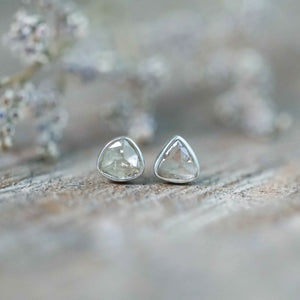 Rose Cut Diamond Earrings in Sterling Silver
