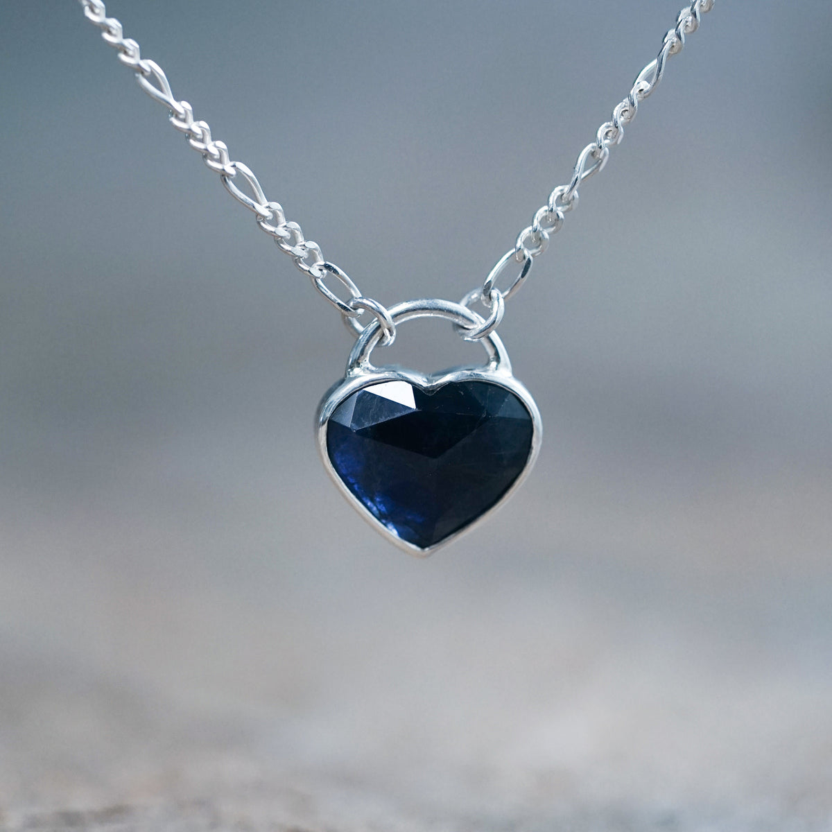 Rose Cut Heart Sapphire Necklace